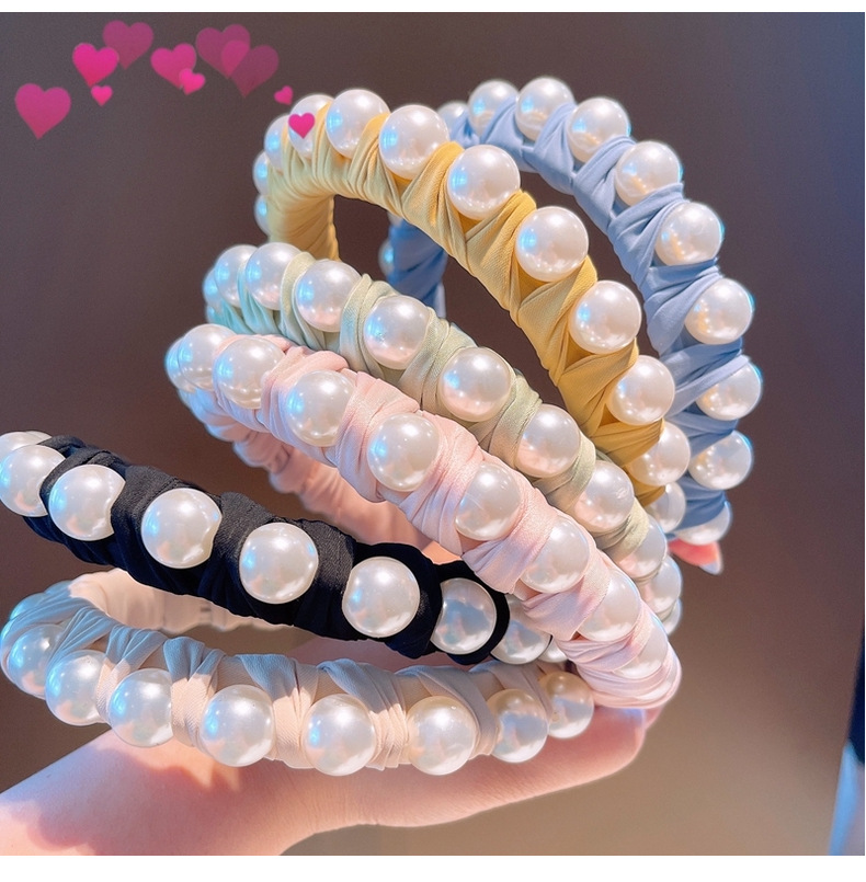 Korea Solid Color Geometric Pearl Headband Wholesale display picture 13