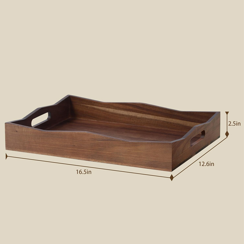 bandeja de almacenamiento de madera multifuncional de escritorio doméstico bandeja de almacenamiento de artículos de ordenamiento bandeja de té de la tarde restaurante de hotel