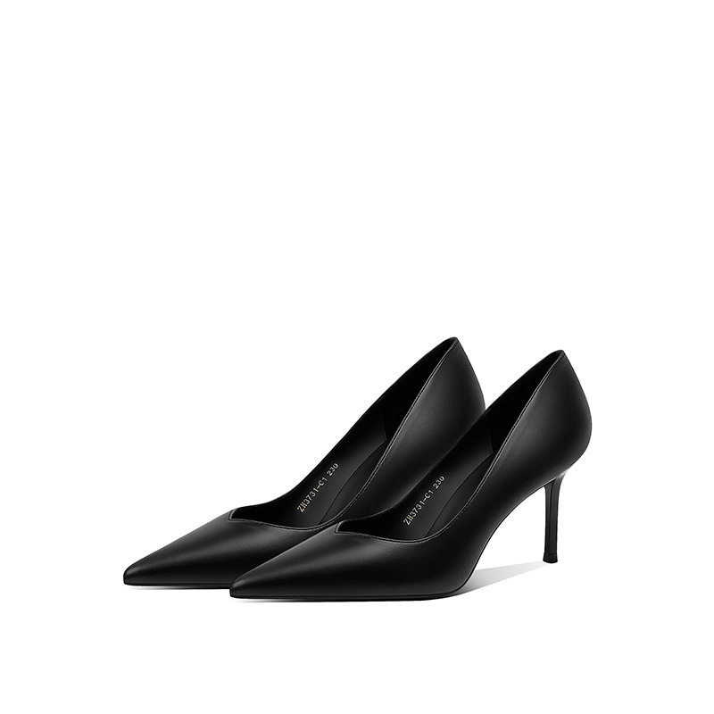 [in Stock] High Heels, Stiletto Heels, Black 7cm High Heels, Professional Single Shoes for Women, Formal Interview Office Work Shoes