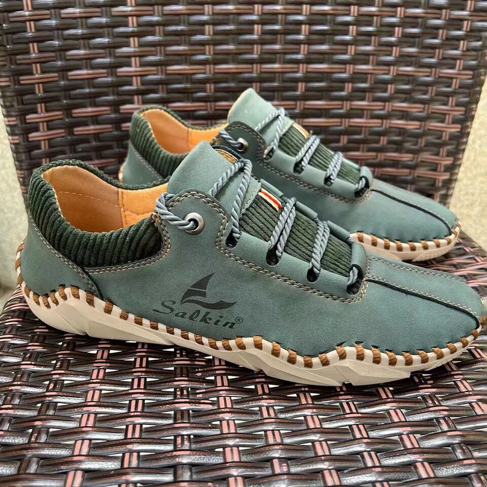 Giày lười nam da thường ngày thắt dây, mũi tròn, thoáng khí, cỡ lớn — 2105 kaki, 2105 màu xanh lam, 2105 màu đen, 2105 nâu vàng chi tiết 28