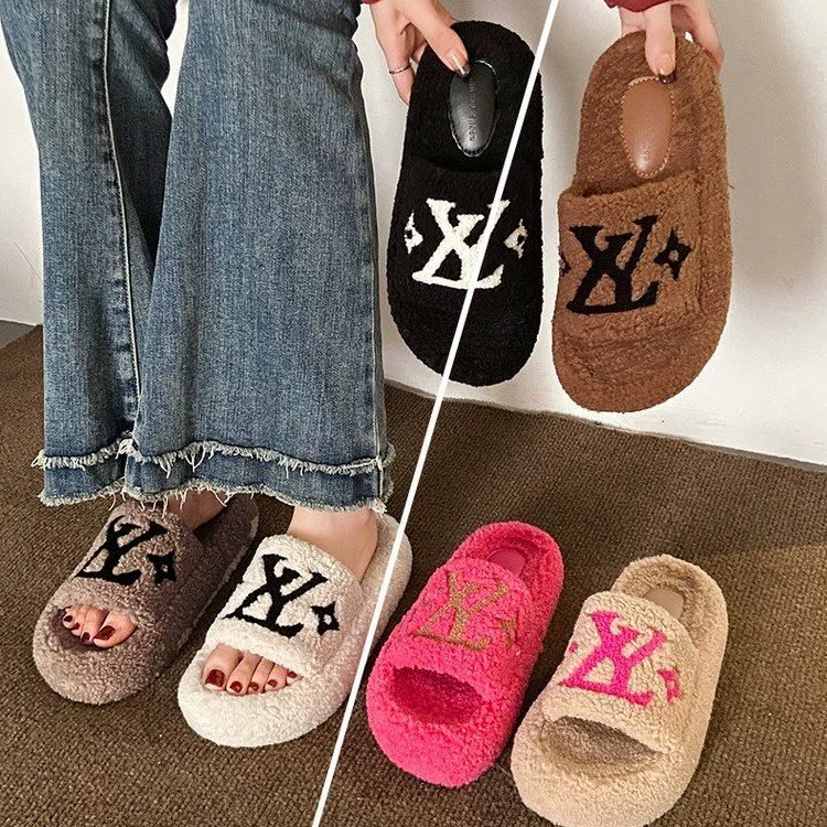 Высокая версия LY, увеличивающая рост, толстое дно, лоток Maomao 2023, новые тапочки Maomao с буквами, женские тапочки из хлопка из искусственной овечьей шерсти