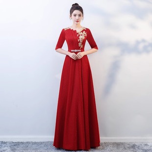 2025 New Chorus Dress Long Dress Host Conductor Dress Red Song Choir Student Recitation Dress