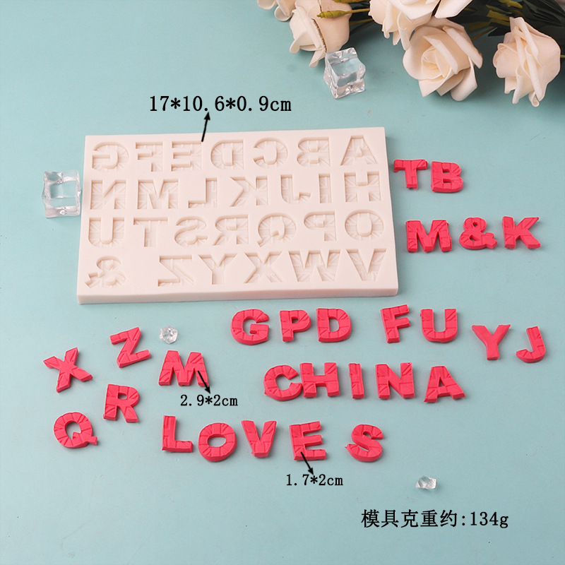 Molde de silicona de chocolate letra mayúscula ritmo seco molde de pastel de fondant molde de cerámica suave de arcilla ultra-ligera en stock