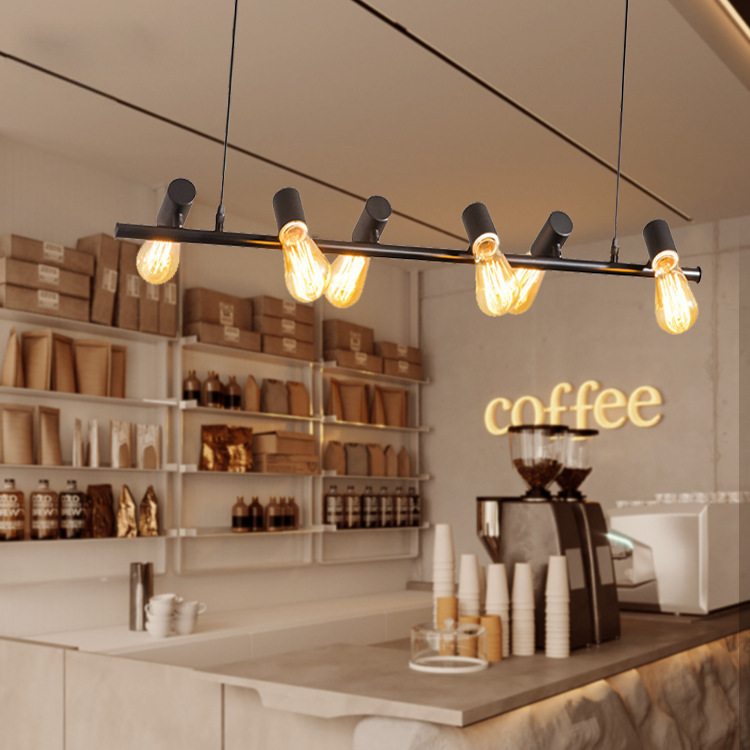 Araña de restaurante americano, personalidad creativa, lámpara larga, caja registradora, cafetería, lámpara de bar, lámpara de viento industrial de oficina