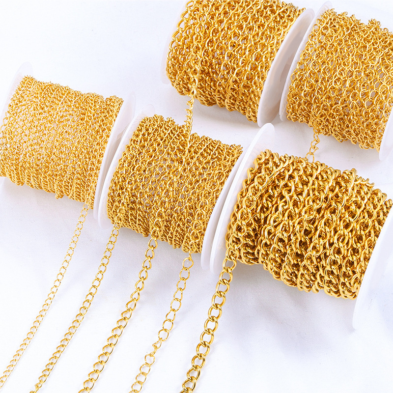 不锈钢侧身扭链饰品链条diy配饰项链手链时尚金色链子尾链延长链