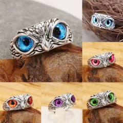 Retro devil eye owl ring creative exaggerated animal couple opening adjustable ring wish style