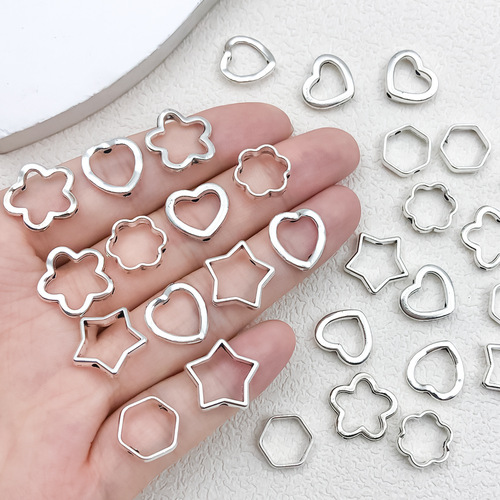 DIY jewelry accessories hollow heart pentagon star hexagon small hole beads alloy connectors bracelet necklace spacer beads