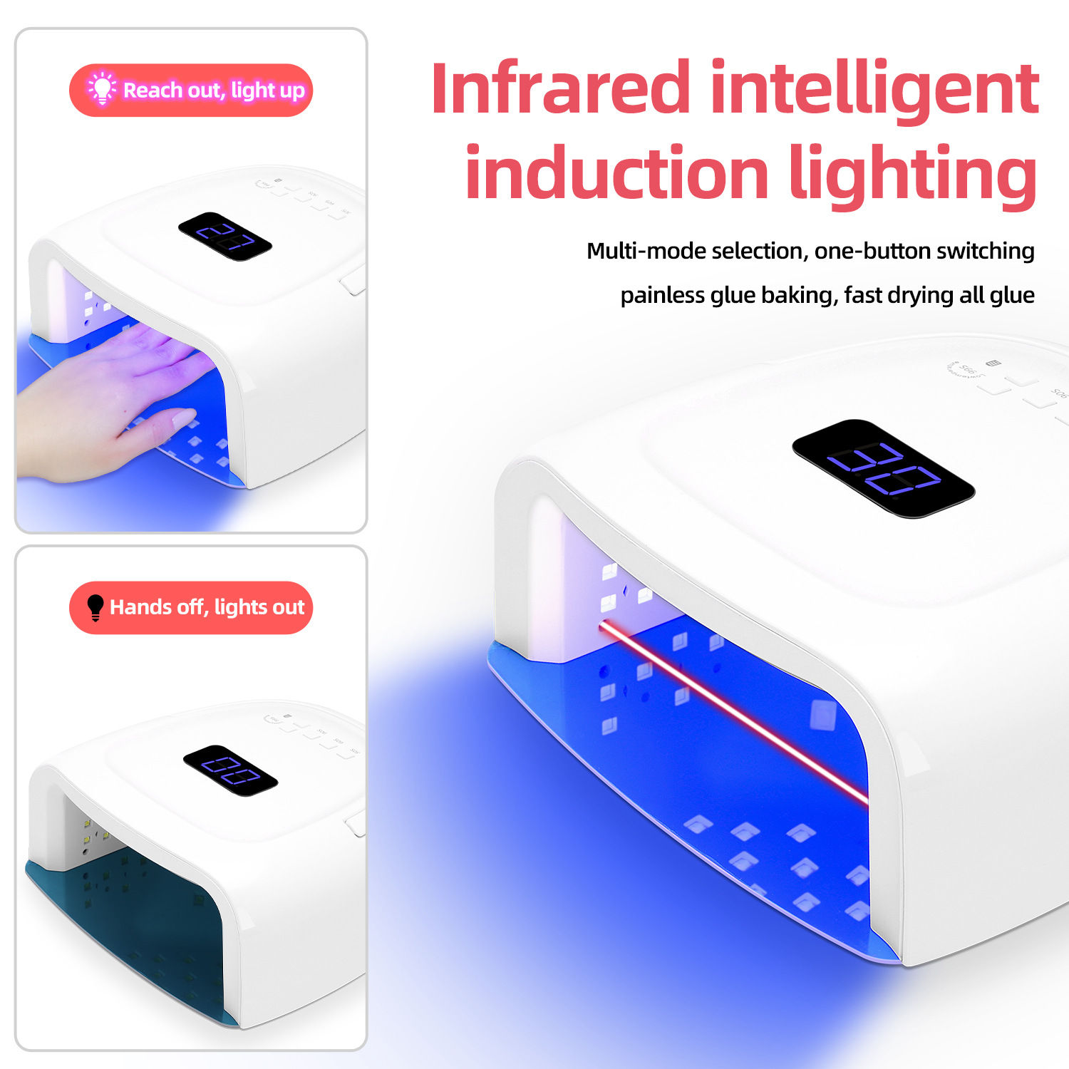 Yeni tırnak lambası 60W kablosuz güç depolama tırnak fototerapi lambası makinesi 42 LED boncuklu tırnak jeli kurutma makinesi