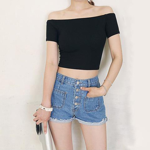Cross-border women's clothing wholesale 2024 spring and summer new one-shoulder sleeveless T-shirt Korean style women's bare-chested top