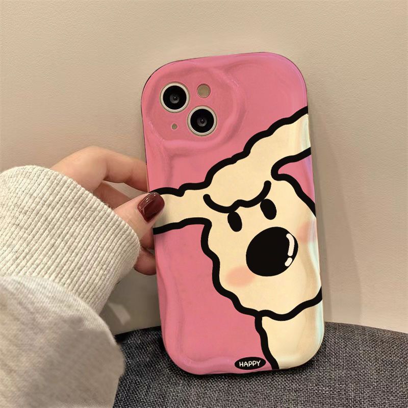 粉底皱眉小狗适用苹果15PROMAX手机壳iPhone14个性13趣味12软壳11|undefined