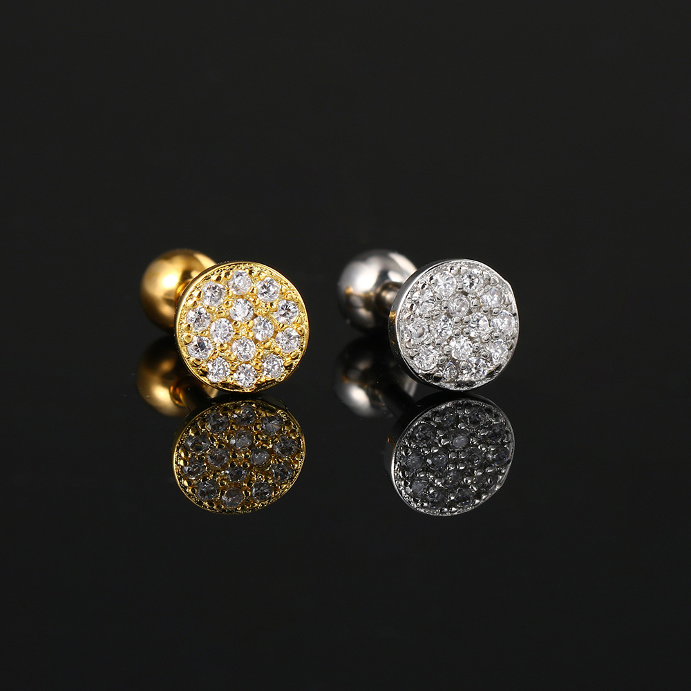 Piercing kreisförmiger Volldiamant-Knochennagel für Frauen mit Zirkonia-Faden, gedrehter Kugel-Ohrschnalle, beliebte Ohrringe_voghion.com