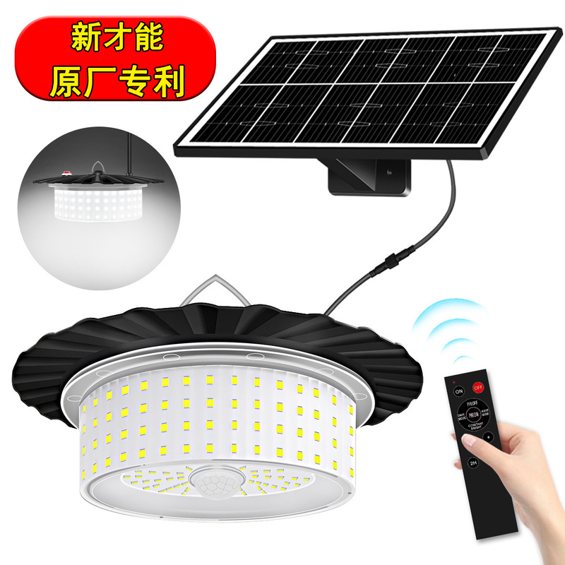 Cross-border new 244LED solar pendant lamp human body induction remote control pendant lamp shed valley lamp waterproof courtyard camping lamp