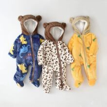 跨境 婴儿衣服宝宝秋冬季加绒加厚睡衣新生儿连体衣爬爬服包屁衣