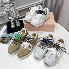広州本革メッシュダッドシューズレディースフォレストシューズ夏薄型通気性厚底ファッションカジュアルスニーカーレディーストレンド