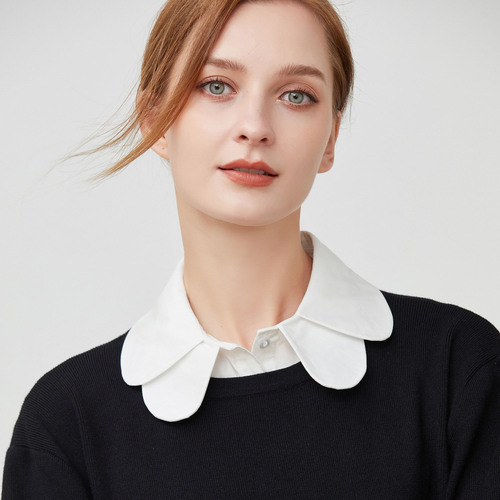 White double layer chiffon collar, round neck, fake collar for women, matching sweater with shirt collar, fake collar