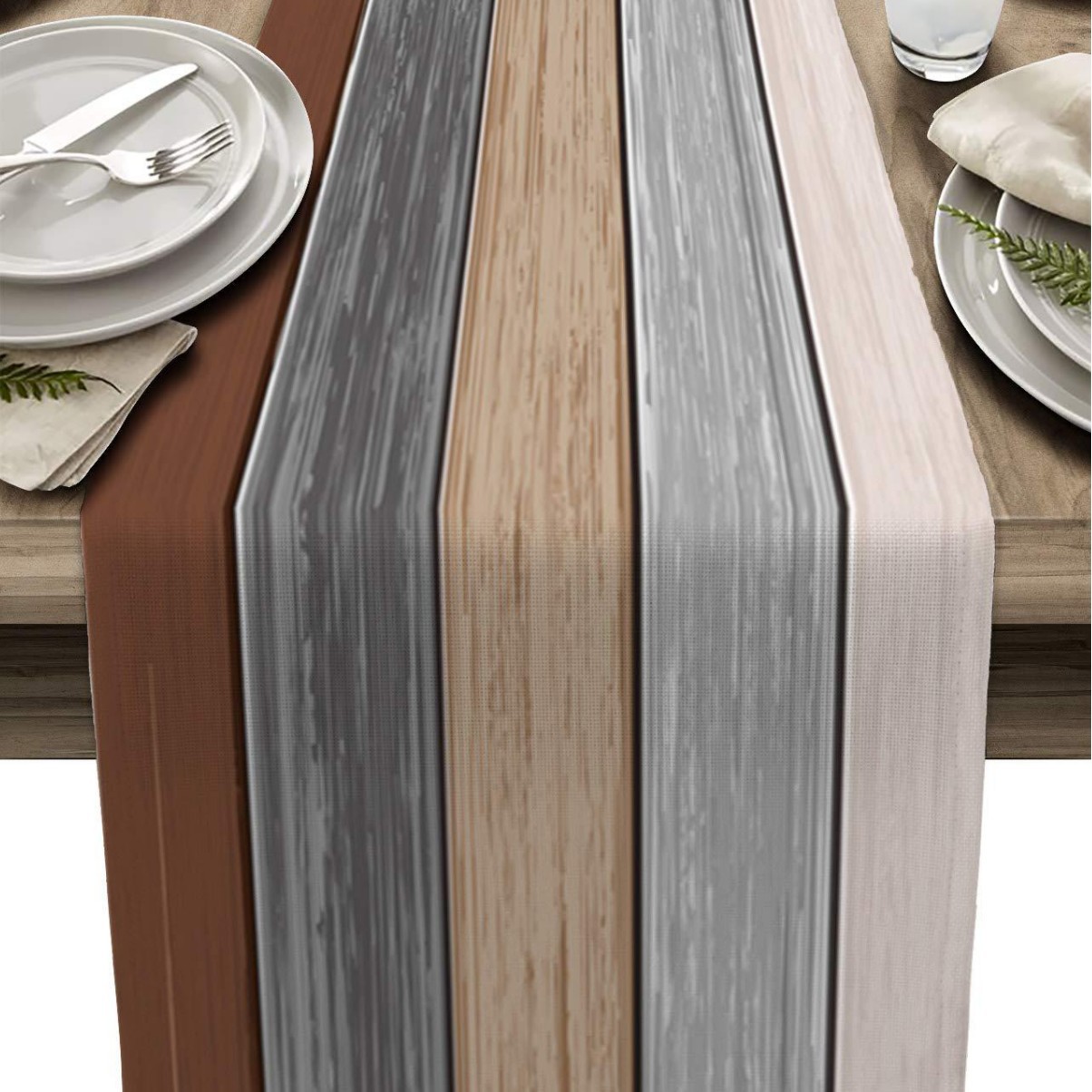 Lino a rayas corredor de mesa Amazon madera grano tela Toalla de mesa mantel decorativo aislamiento antideslizante estera de mesa estera de la tabla de impresión image 15