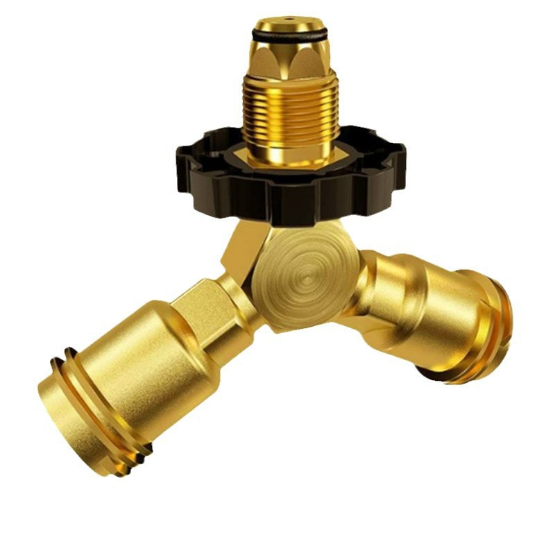 出口北美丙烷Y分流器三通适配器连接器实心黄铜QCC烧烤炉