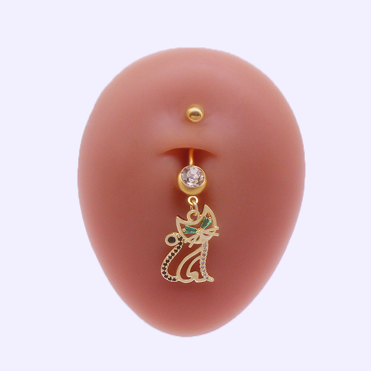 Heart Shaped Butterfly Belly Button Ring With Rhinestones_voghion.com