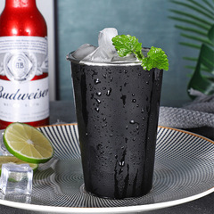 304不鏽鋼水杯冷飲杯口杯單層卷邊啤酒杯隨手杯吸管杯可激光logo