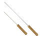 In stock wooden handle barbecue stick stainless steel bold outdoor round barbecue needle mutton skewers long needle barbecue skewers meat stick