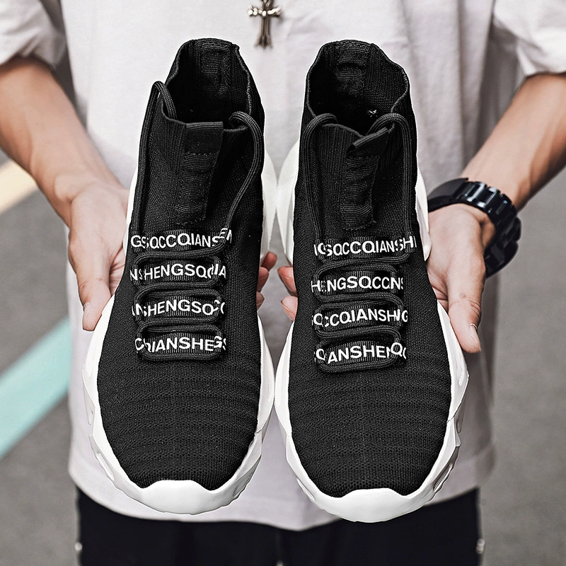 Высокие спортивные кроссовки для путешествий, легкие мужские черные дышащие кроссовки большого размера на толстой подошве, летние спортивные туфли на плоской подошве