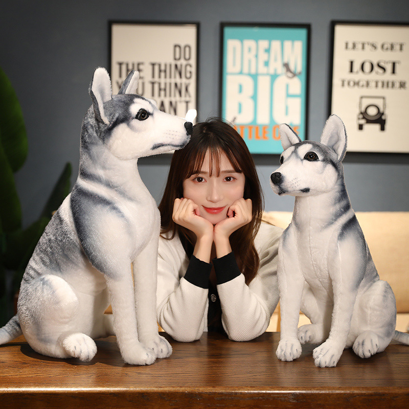 Husky juguete de peluche simulación perro muñeca decoración la Sala grande dos ha almohada chica