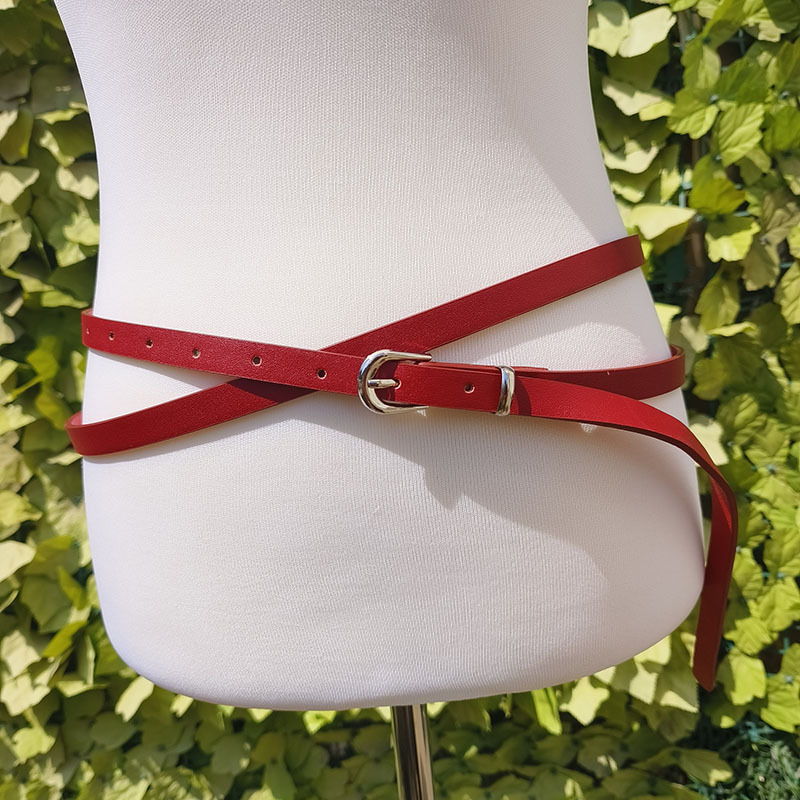 New Long Thin Belt Double Circle Knotted dress Decorative Waist Chain All-match Simple Women's Narrow Belt