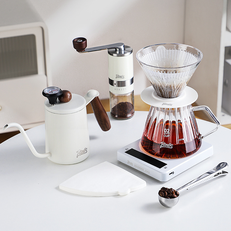 Bincoo 手挽きコーヒーポットセット家庭用アウトドア用品ハンドクランクコーヒー豆粉砕器具コンプリートセット|undefined