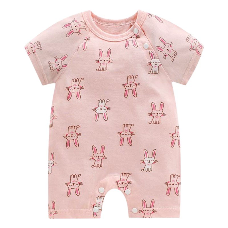 Новая летняя одежда, детский цельный комбинезон для новорожденных, хлопковый тонкий комбинезон с короткими рукавами и открытым концом