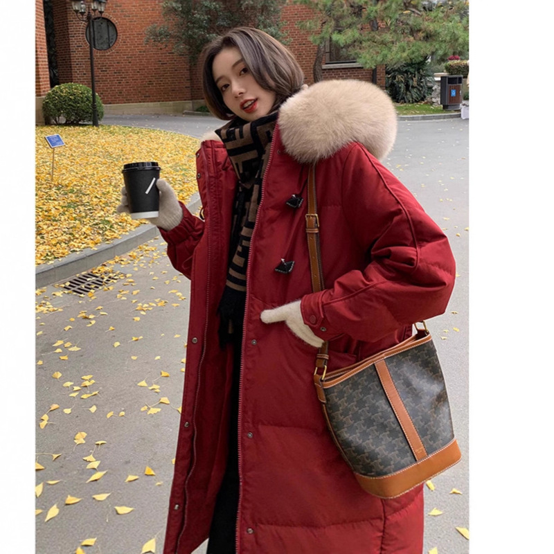 Women's 2025 New Winter Over-The-Knee Extended Cotton Coat with Thickened Large Fur Collar and down Cotton Jacket Women's 2025 New Winter Over-The-Knee Extended Cotton Coat with Thickened Large Fur Collar and down Cotton Jacket