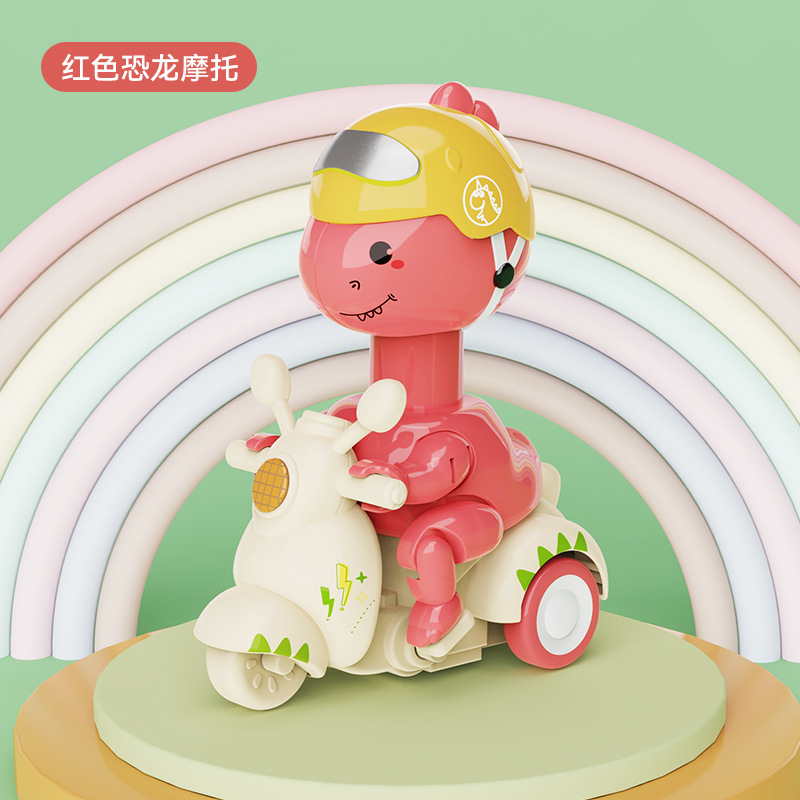 Dinosaurio de dibujos animados para niños compresión de motocicleta inercia retroceso deslizamiento infantil puzzle coche de juguetes de educación temprana coche lindo