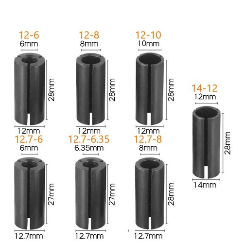 Engraving machine conversion chuck woodworking milling tool chuck trimming electromechanical wood milling nut handle reducing conversion sleeve