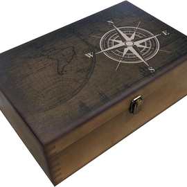 复古松木收纳盒长方形翻盖塔罗牌扑克牌收纳盒多功能通用手表盒