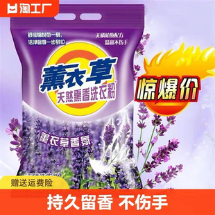 Authentic Lavender Laundry Detergent Household Large Bag Family Pack Powerful Decontamination and Fragrance 2.5kg-5kg