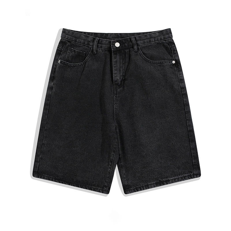 Cross-Border Direct Supply of American-Style Trendy Street Hip-Hop Denim Shorts for Men, Fashionable Casual Solid Color Versatile Skate Pants