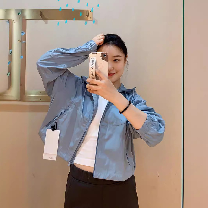 Qingdao original lulu same style spring new kendou style thin jacket sun protection clothing windproof short hooded coat for women