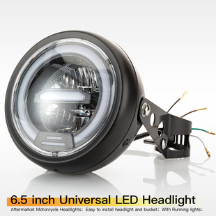 Cross-border hot sale motorcycle accessories 6.5 inch LED retro round headlight with daytime running lights headlight assembly