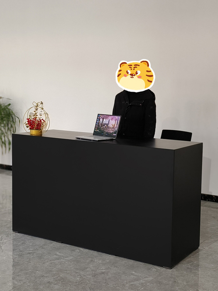 简约现代黑色收银台女服装店铺柜台网红潮店小型吧台理发前接待台