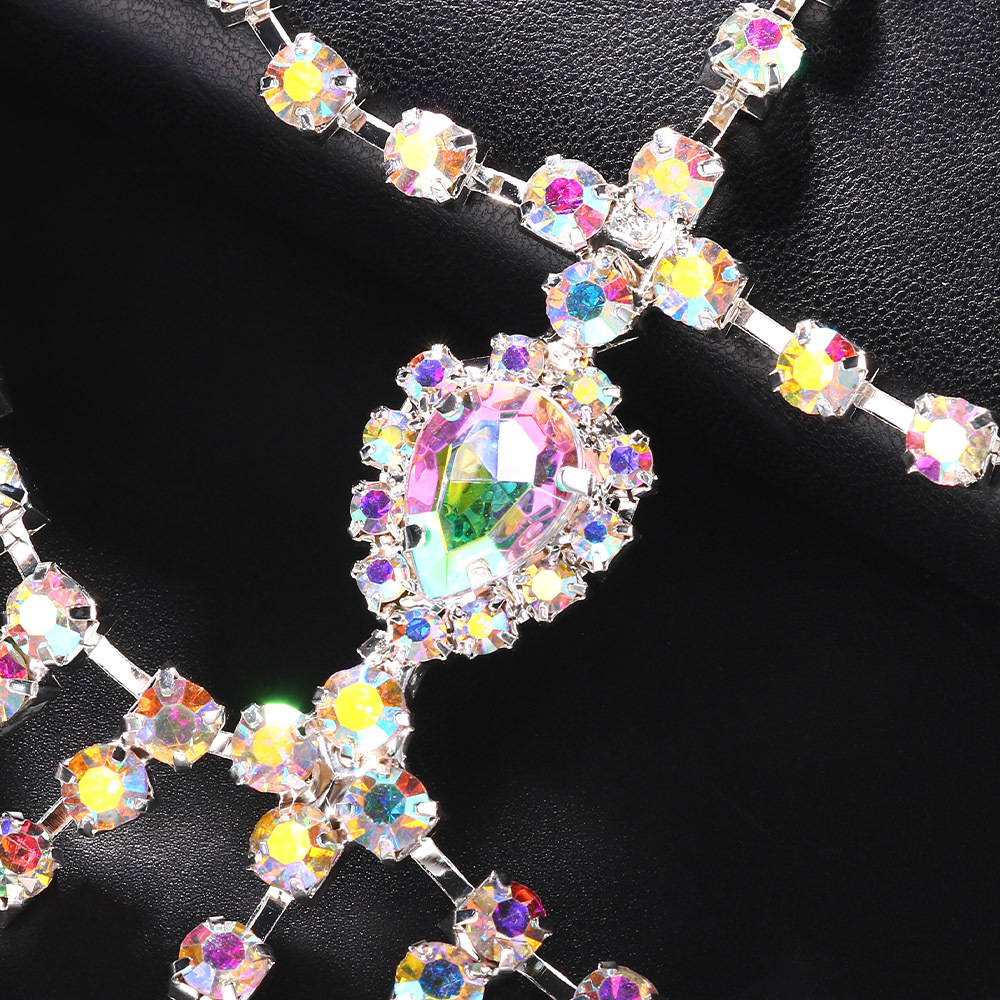 Máscara de borla larga rhinestone transfronteriza Bola de Halloween gota de agua máscara de diamante de color accesorios máscara femenina