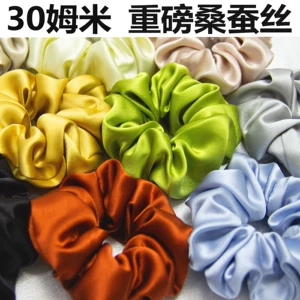Mingjian 30 Momme Silk Hair Tie 100% Mulberry Silk Scrunchie Silk Decorative Rope Hair Care Traceless Sleep Hair Accessory