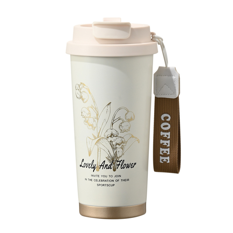 Taza de café de acero inoxidable 316 taza de cerámica de alta belleza ins taza de automóvil portátil de niñas al por mayor