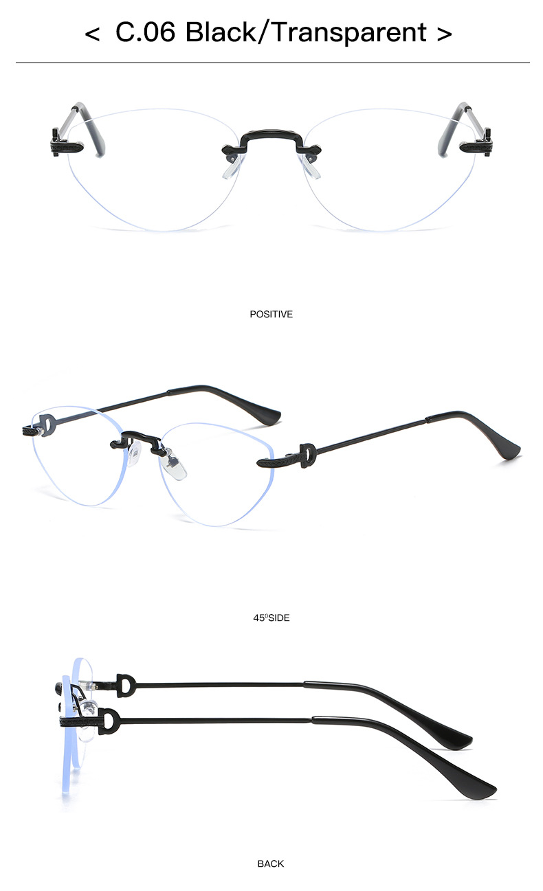 41g Weight Frameless Glasses Structure Sunglasses Classification Ac, UV400 Protection Lens Material Cat Eye Glasses Style Holiday, Outdoor Occasion Solid Color Pattern All Seasons Season Unisex Gender Casual Style Casual Solid Color Ac UV400 Protection Cat Eye Frameless Women's Sunglasses 12