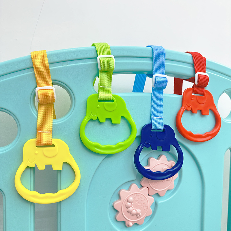 Floor Playpen with Adjustable Perforated Pull Ring for Baby Arm Exercise and Standing