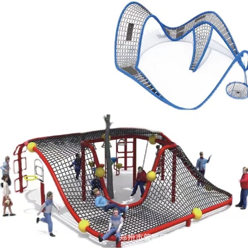 大型户外幼儿园攀爬网组合景区非标拓展训练绳游乐场无动力游乐
