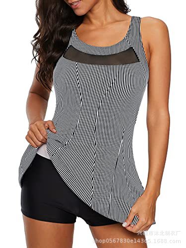 Traje de Baño de Una Pieza con Falda para Mujer de Nailon con Control de Abdomen y Cuello en V