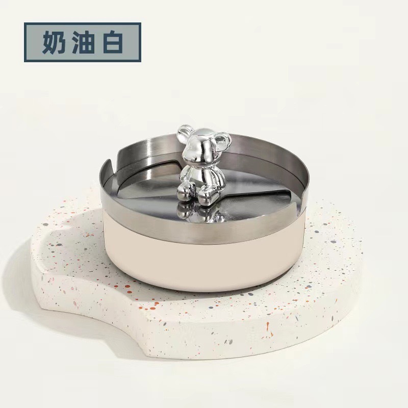 크리에이티브베어 회전 재떨이 [크림화이트]