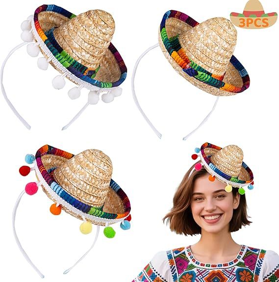 Carnaval adulto niño sombrero mexicano bandas de pelo pequeño sombrero fiesta mini sombrero mexicano