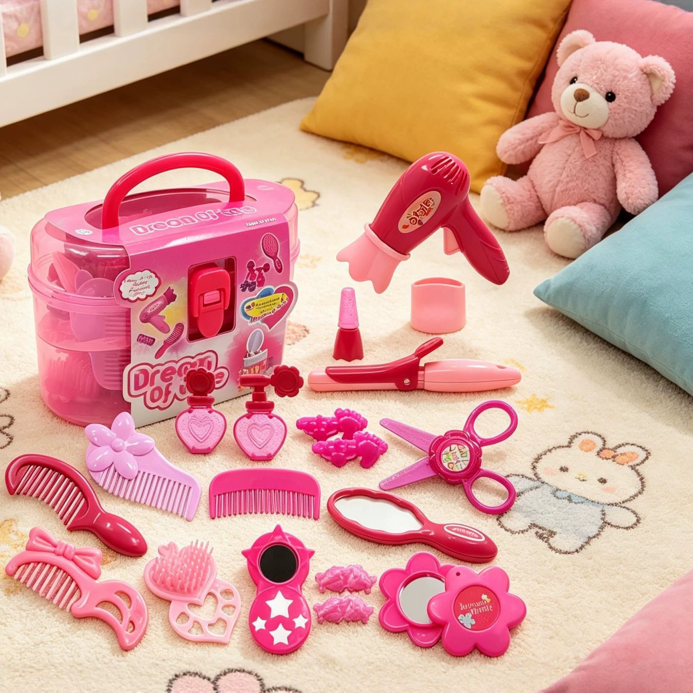 Children's Hairdresser Toy Set, Specially Designed for Girls, Exquisite Makeup Box, Fun Role Play for Daily Play