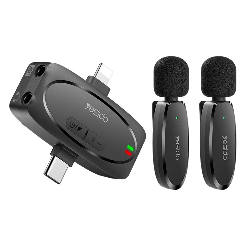 Yesido inalámbrico collar clip micrófono uno a dos se puede utilizar para la computadora profesional teléfono móvil transmisión en vivo inalámbrico abeja
