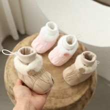 婴儿鞋子秋冬0-1岁加绒加厚保暖棉鞋新生儿6-12个月宝宝步前鞋袜